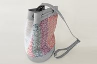 I Love Colours (Coral, Citrus, Cloud, Violet and Denim) hand-woven Duffel Bag (Side/Back View)