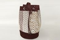 I Love Neutrals (Dark Caramel, Natural and Beige) hand-woven Duffel Bag (Front View)