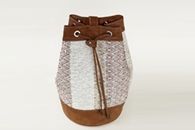 I Love Neutrals (Light Caramel, Natural and Beige) hand-woven Duffel Bag (Front View)