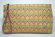 I Love Colours (Fuchsia) Plastic bag with hand-woven clutch bag (Front View)