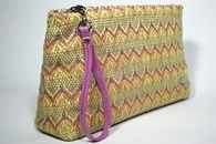 I Love Colours  (Fuchsia) Plastic bag with hand-woven clutch bag (Side View)