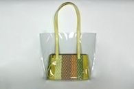 I Love Colours (Yellow) Plastic bag with hand-woven clutch bag (Front View)