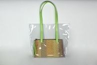 I Love Colours (Green) Plastic bag with hand-woven clutch bag (Front View)