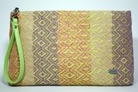 I Love Colours (Green) Plastic bag with hand-woven clutch bag (Front View)