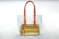 I Love Colours (Orange) Plastic bag with hand-woven clutch bag (Front View)