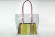 I Love Colours  (Pink) Plastic bag with hand-woven clutch bag (Front View)