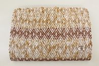 I Love Neutrals (Sand and Caramel) hand-woven clutch with chain (Front View)