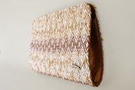 I Love Neutrals (Sand and Caramel) hand-woven clutch with chain (Side View)