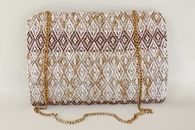 I Love Neutrals (Sand and Caramel)  hand-woven clutch with chain (Back view)