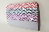 I Love Colours (Coral, Violet and Denim) hand-woven clutch with chain (Side View)