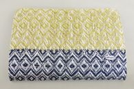 I Love Colours (Citrus, Denim and Cloud) hand-woven clutch with chain (Front View)