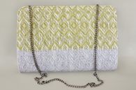 I Love Colours (Citrus, Denim and Cloud) hand-woven clutch with chain (Back View)