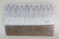 I Love Neutrals (Natural and Beige) hand-woven clutch with chain (Front View)