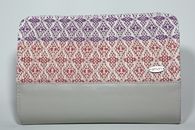 I Love Colours (Coral and Violet) hand-woven clutch with chain (Front View)