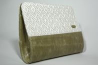I Love Neutrals (Half White) hand-woven clutch with chain (Side View)