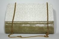 I Love Neutrals (Half White) hand-woven clutch with chain (Back View)