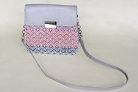 I Love Colours (Coral, Violet and Denim) hand-woven Shoulder Bag (Front View)