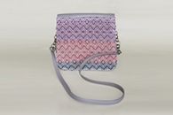 I Love Colours (Coral, Violet and Denim) hand-woven Shoulder Bag (Back View)