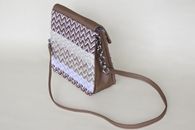 I Love Neutrals (Caramel, Sand  Beige and Silver) hand-woven Shoulder Bag (Side View)