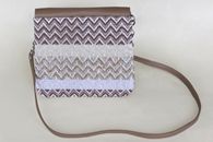 I Love Neutrals (Caramel Sand, Beige and Silver) hand-woven Shoulder Bag (Back View)