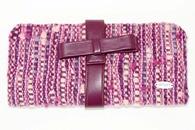 Sweet Rose Clutch Bag with Purple Bow and Chain (Front View)