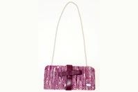 Sweet Rose Clutch Bag with Purple Leather Bow and Chain (Front View)