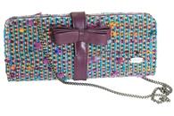 Velvet Rose with Purple Leather Bow and Chain (Front View)