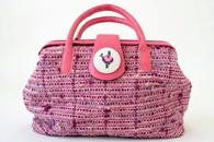 Sweet Rose Tweed Doctor Bag with Purple Embroidered Rose (Front View)
