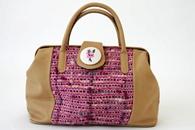 Sweet Rose Doctor Bag with Embroidered Pink Rose (Front View)