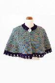 Velvet Rose Handwoven Cape with Embroidered Button and Handmade Lace (Front View)