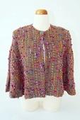 Velvet Rose  Handwoven Long Cape with two fabrics (Front View)