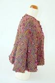 Velvet Rose  Handwoven Long Cape with two fabrics (Side View)