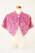 Sweet Rose Handwoven Cape with Pink Embroidered Button (Front View)