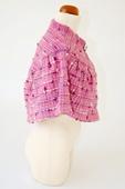 Sweet Rose Handwoven Cape with Pink Embroidered Button (Side View)