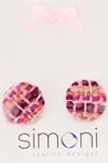 Sweet Rose Round Handwoven Tweed Earrings