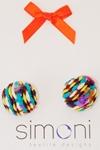 Velvet Rose Round Handwoven Tweed Earrings