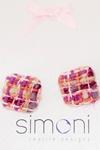 Sweet Rose Square Handwoven Tweed Earrings