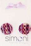 Sweet Rose Round Handwoven Tweed Earrings