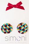 Velvet Rose Round Handwoven Tweed Earrings