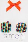 Velvet Rose Square Handwoven Tweed Earrings