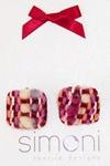 Sweet Rose Square Handwoven Tweed Earrings