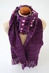Sweet Rose Handwoven Scarf with Wool Top Pom Poms