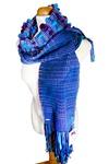 Velvet Rose Handwoven Scarf with Woolen Pom Poms in the Middle