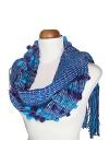 Velvet Rose Handwoven Scarf with Woolen Top Pom Poms in the Middle (Close up view)