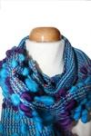 Velvet Rose Handwoven Scarf with Woolen Top Pom Poms on the Edges (Close up View)