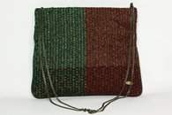 Khaki and Copper hand-woven folded bag with chain (Fabric Side)