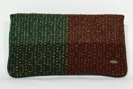 Khaki and Copper hand-woven folded bag with chain (Fabric Side)