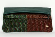 Khaki and Copper hand-woven folded bag with chain (Fabric Side)