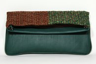 Khaki and Copper hand-woven folded bag with chain (Leather Side)