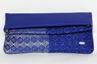 Royal Blue and Silver hand-woven folded bag with chain (Fabric Side)